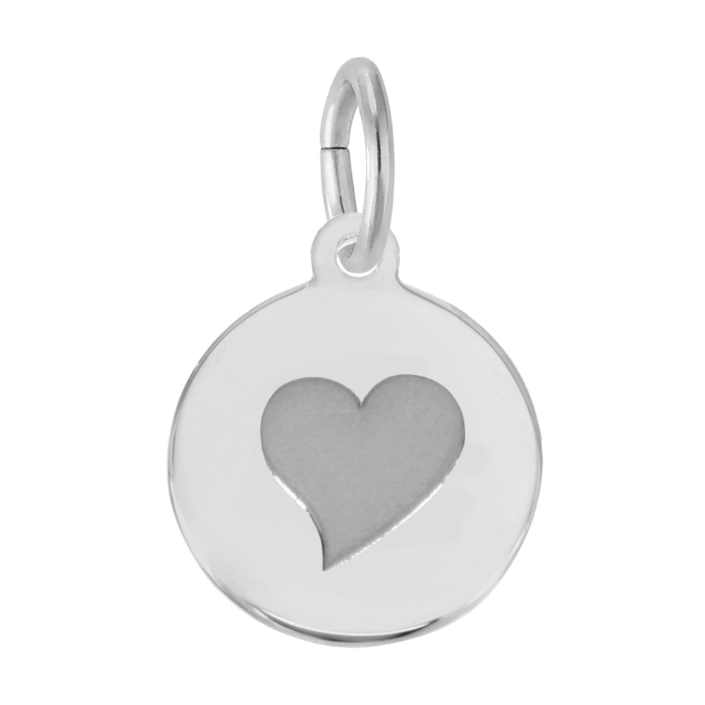 Silver Disc Charm with engraved Heart