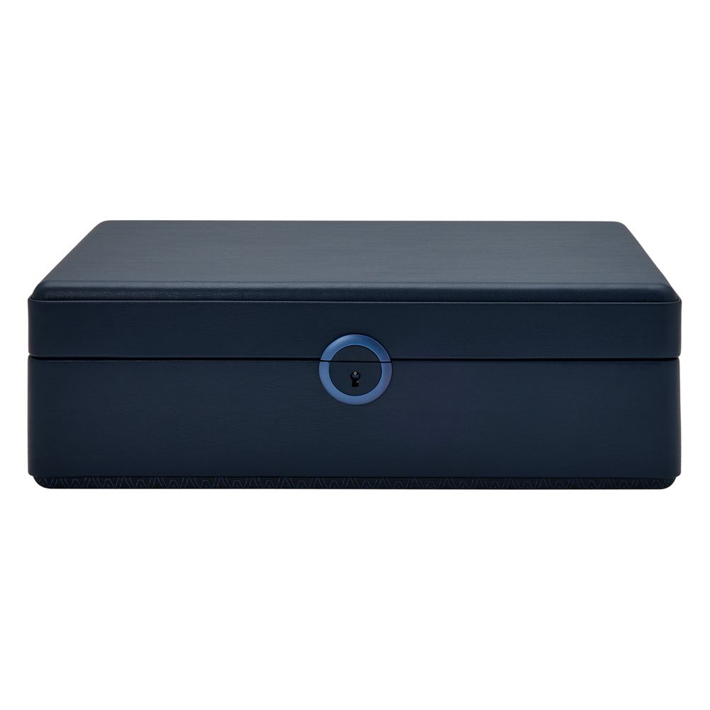 Wolf Designs Earth 5 Piece Watch Box with Storage in Midnight Blue