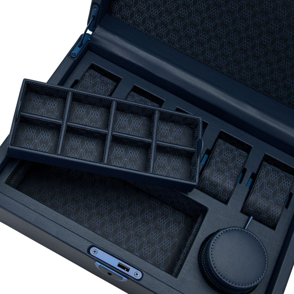 Wolf Designs Earth 5 Piece Watch Box with Storage in Midnight Blue