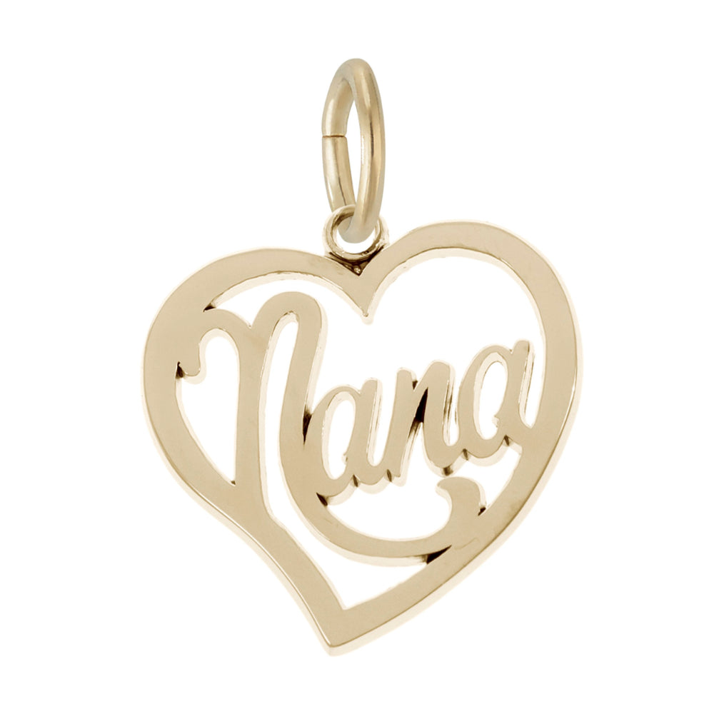 Gold Open Heart Charm with 'Nana; inside