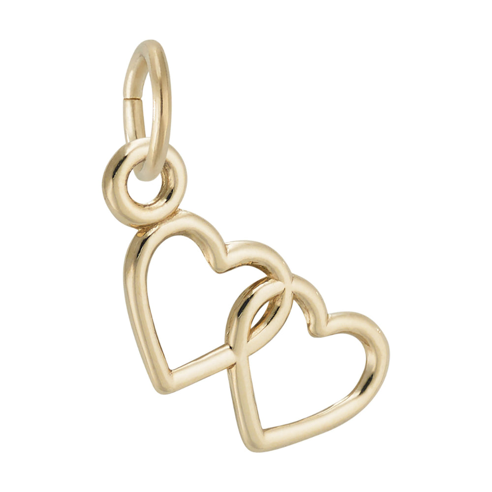Two Gold Intertwined Hearts Charm
Jump Ring on Left