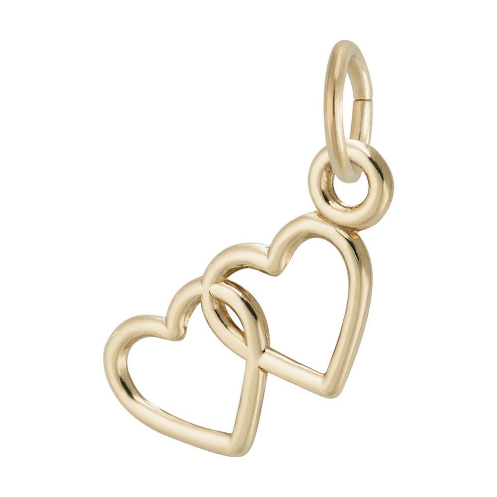 Two Gold Intertwined Hearts Charm
Jump Ring on Right