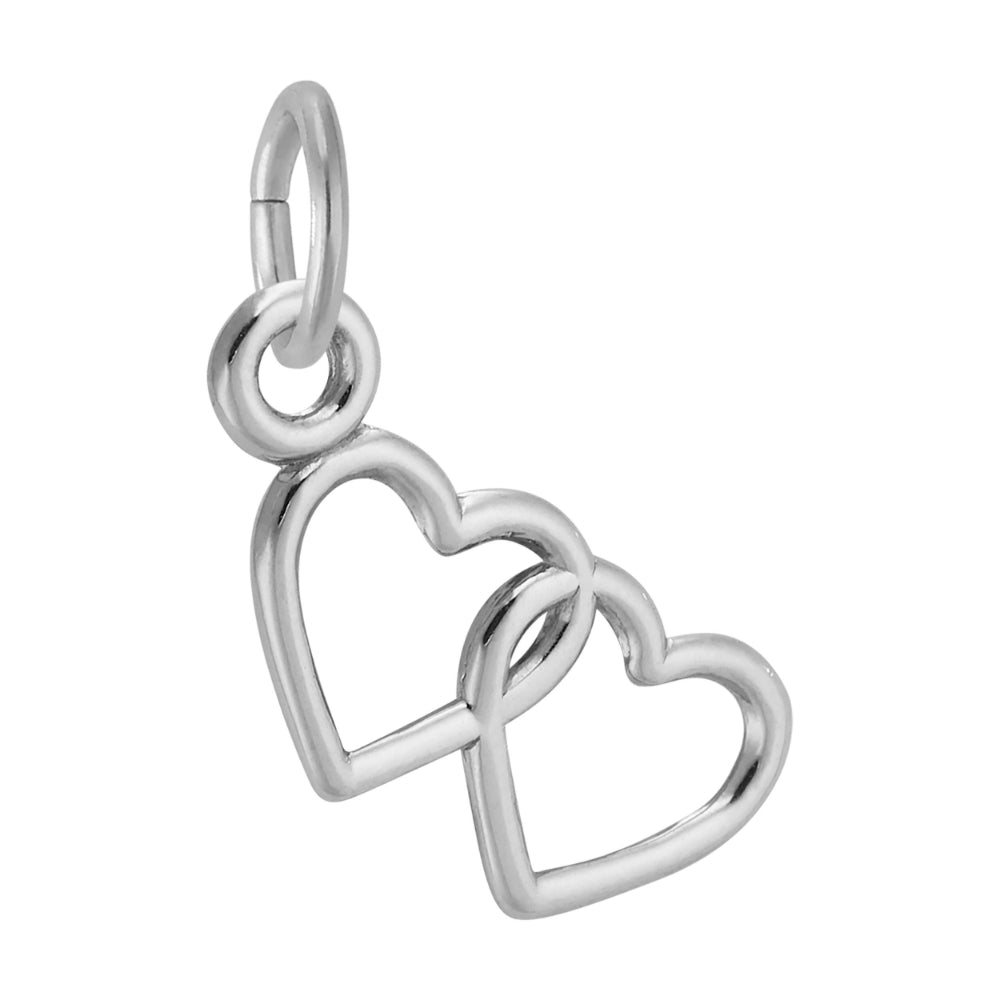 Two Silver Intertwined Hearts Charm
Jump Ring on Left