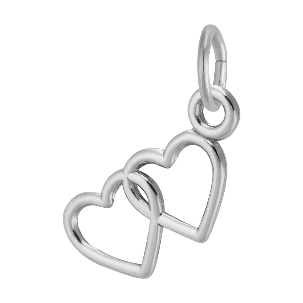 Two Silver Intertwined Hearts Charm
Jump Ring on Right