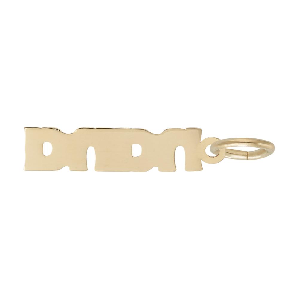 Back of Gold 'nana' charm on a white background