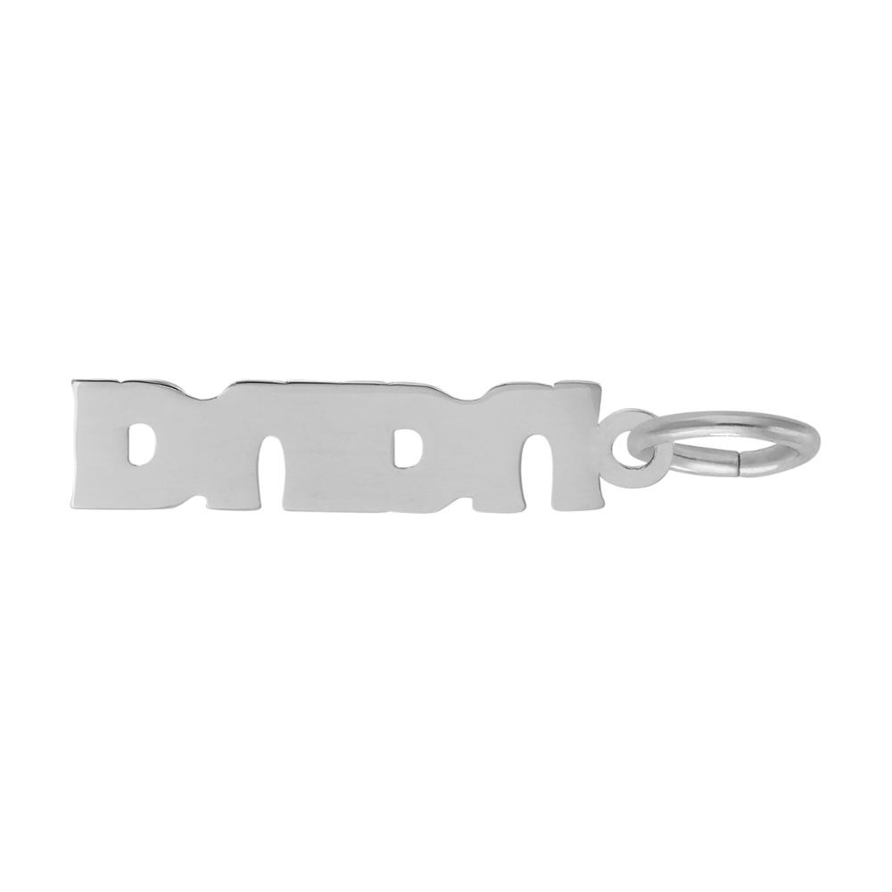 Back of Silver 'nana' charm on a white background