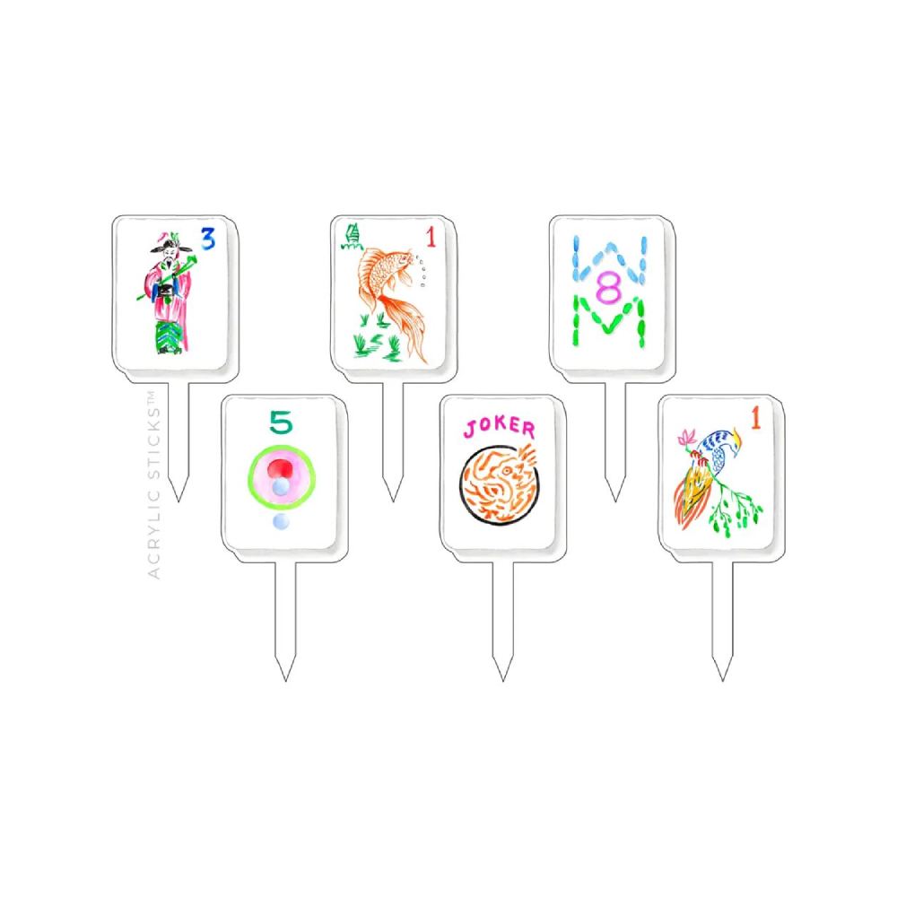 Acrylic Sticks Let's Play Mahjong Acrylic Party Pik Sticks- Set of 6