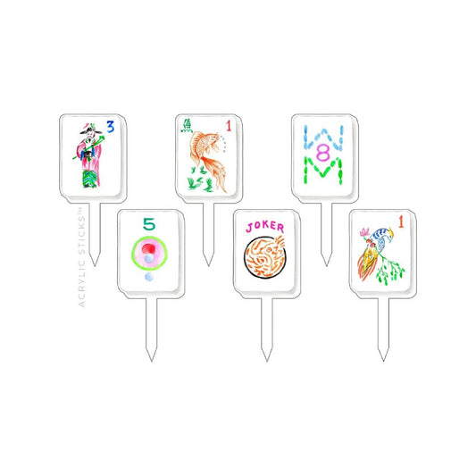 Acrylic Sticks Let's Play Mahjong Acrylic Party Pik Sticks- Set of 6