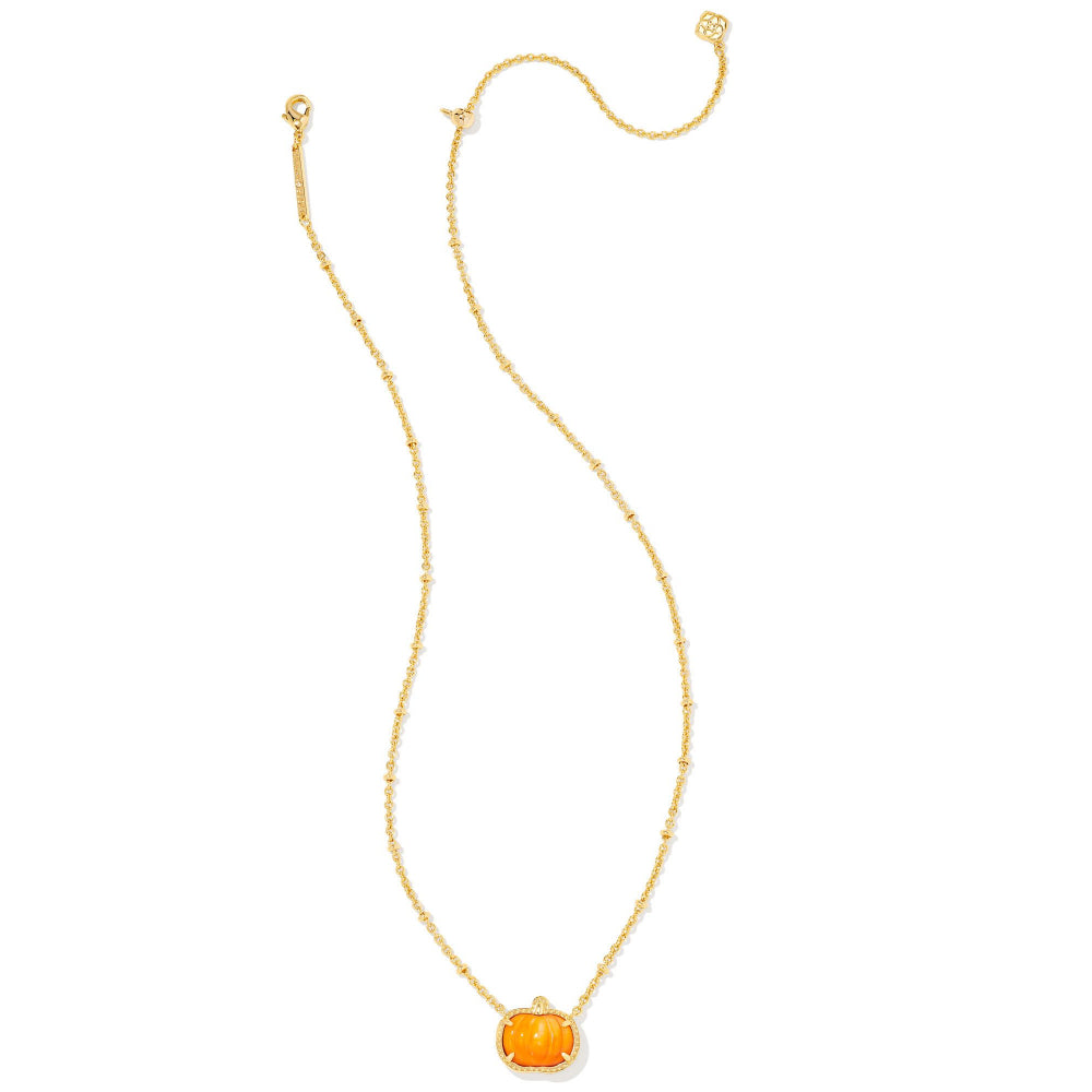 Kendra Scott Pumpkin Gold Short Pendant Necklace in Orange Mother