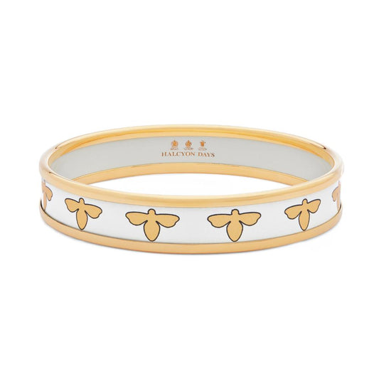 Halcyon Days 1cm Bee Cream & Gold Enamel Bangle