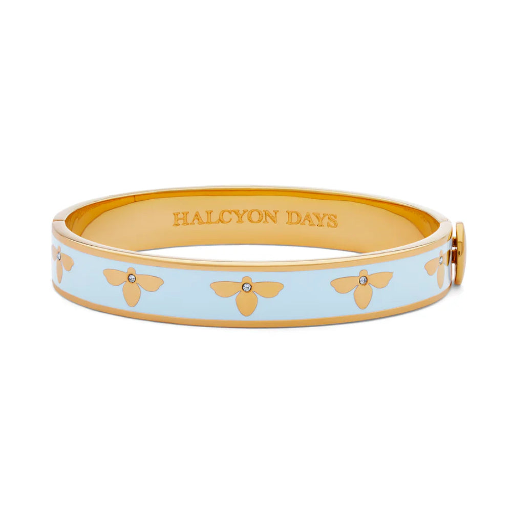 Halcyon Days 1cm Bee Gold Hinged Enamel Bangle