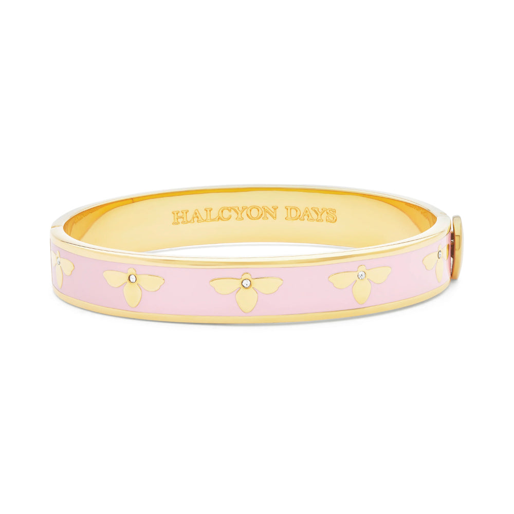 Halcyon Days 1cm Bee Gold Hinged Enamel Bangle