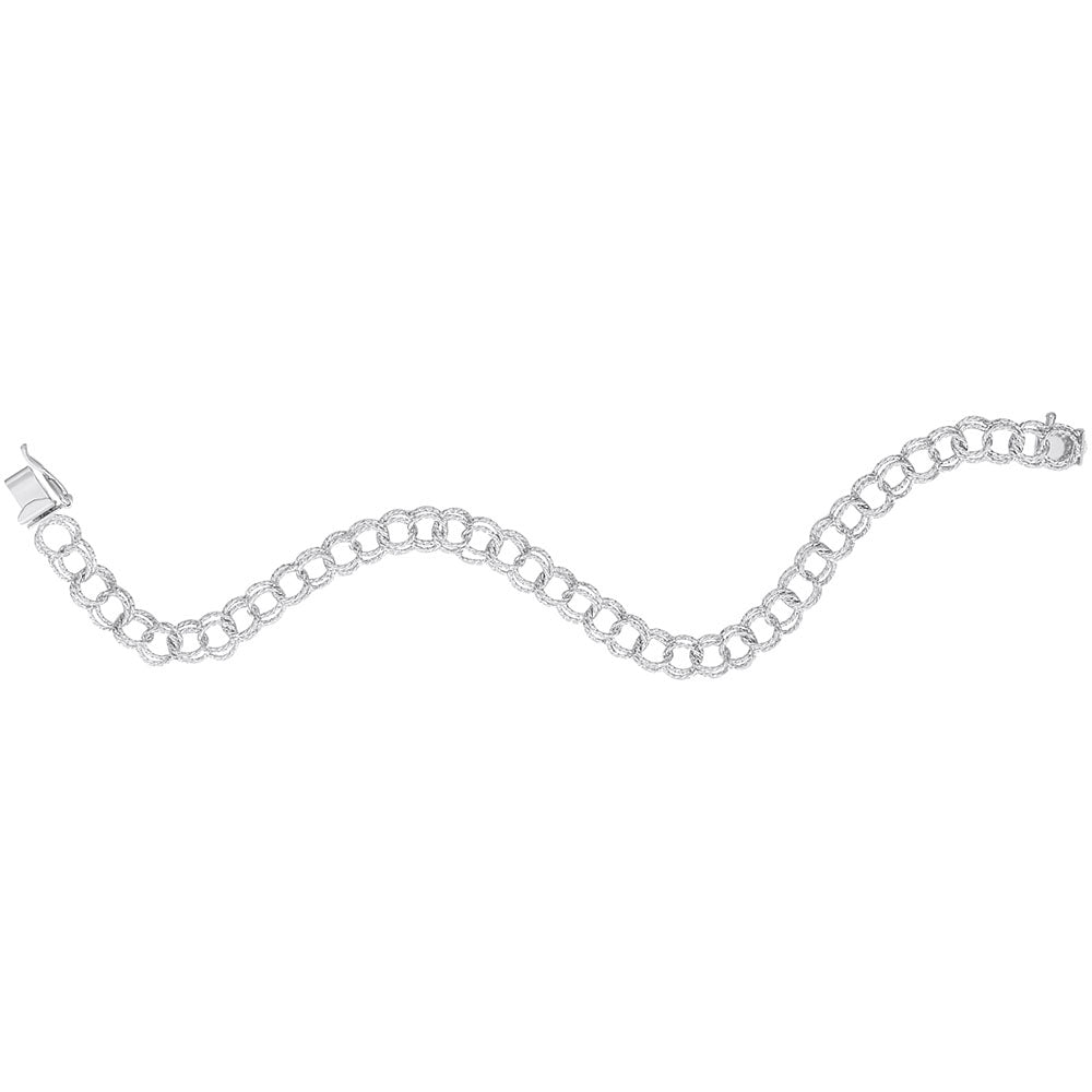 Sterling Silver Twisted Double Link Curb Classic Bracelet, 7"