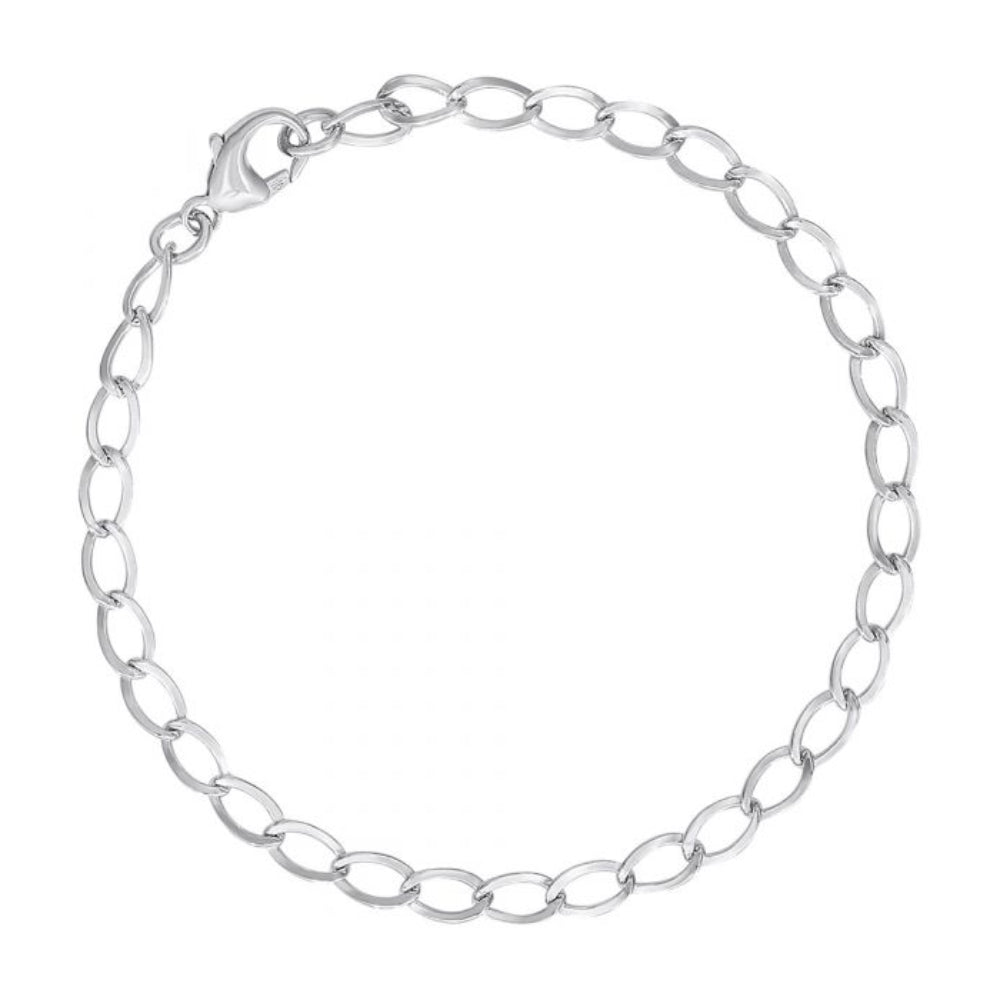 Sterling Silver Curb Link Charm Bracelet 7"