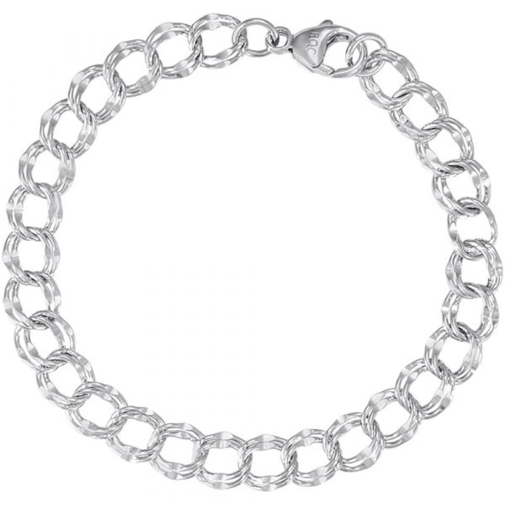 Sterling Silver Large Double Link Charm Bracelet
