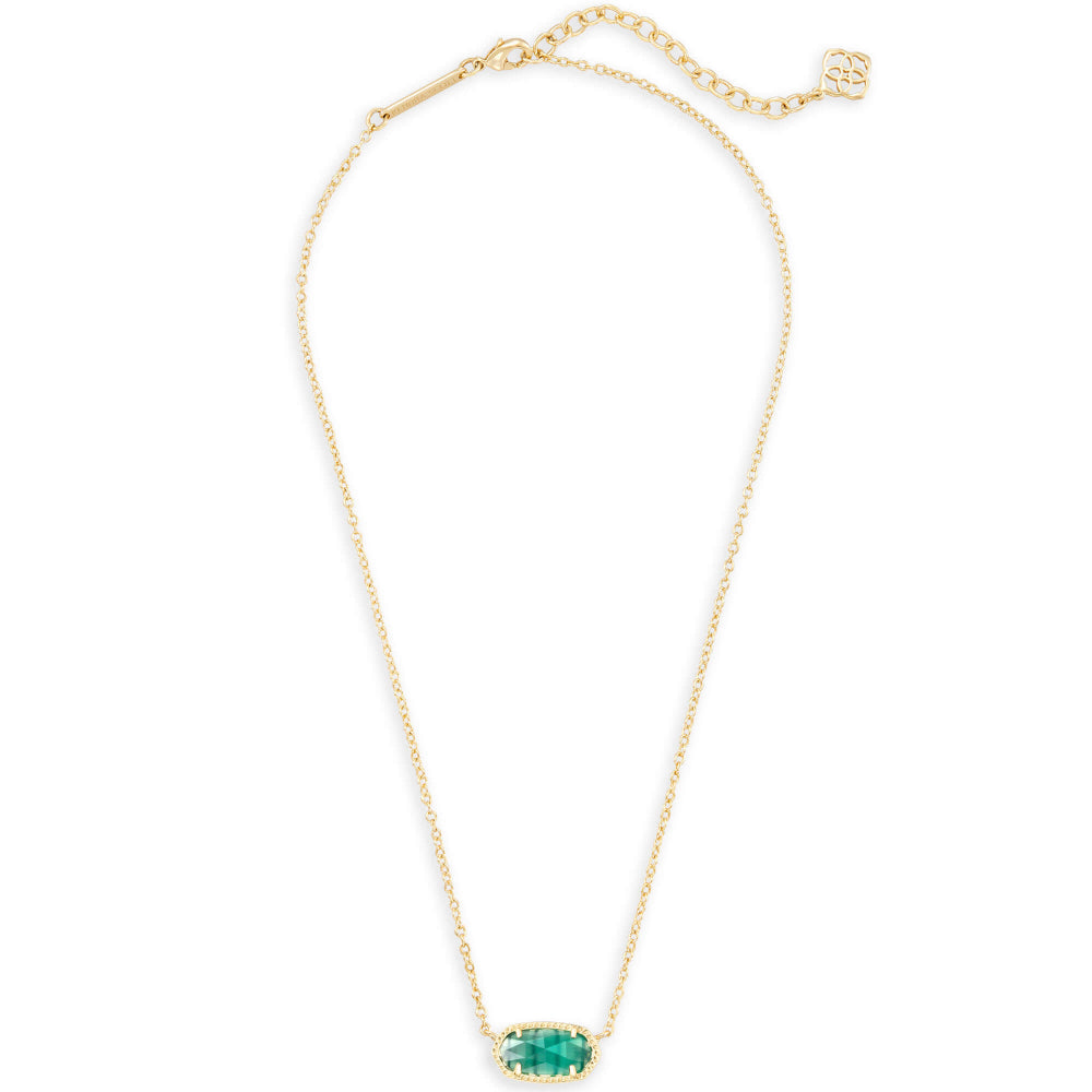 Kendra Scott Elisa Gold Pendant Necklace in Emerald Cats Eye