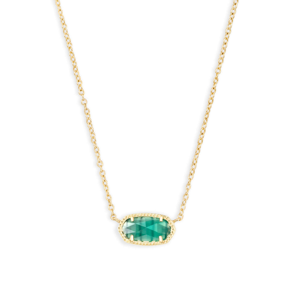 Kendra Scott Elisa Gold Pendant Necklace in Emerald Cats Eye