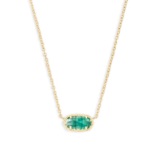 Kendra Scott Elisa Gold Pendant Necklace in Emerald Cats Eye