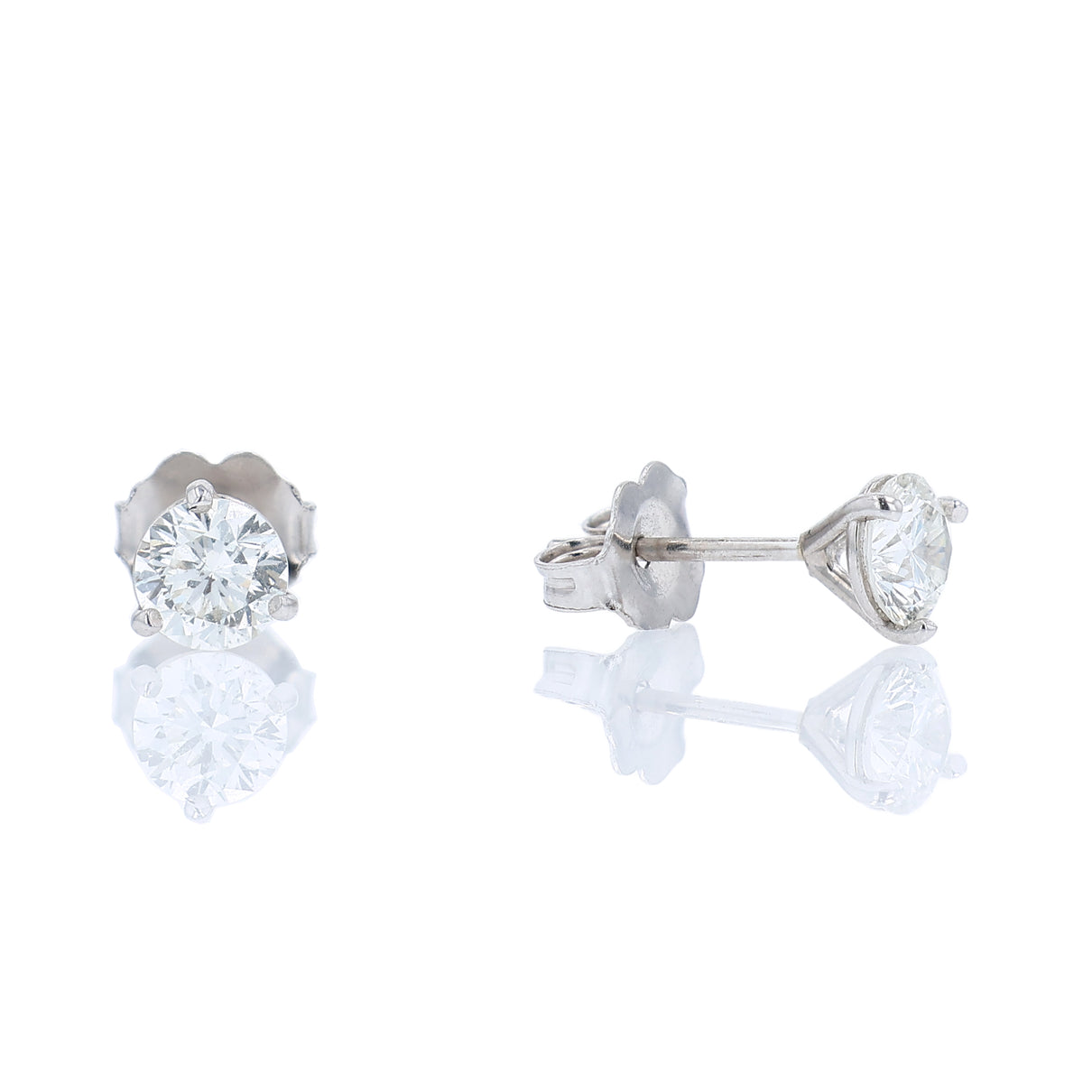 Estate 18k White Gold 0.82ct Diamond Stud Earrings