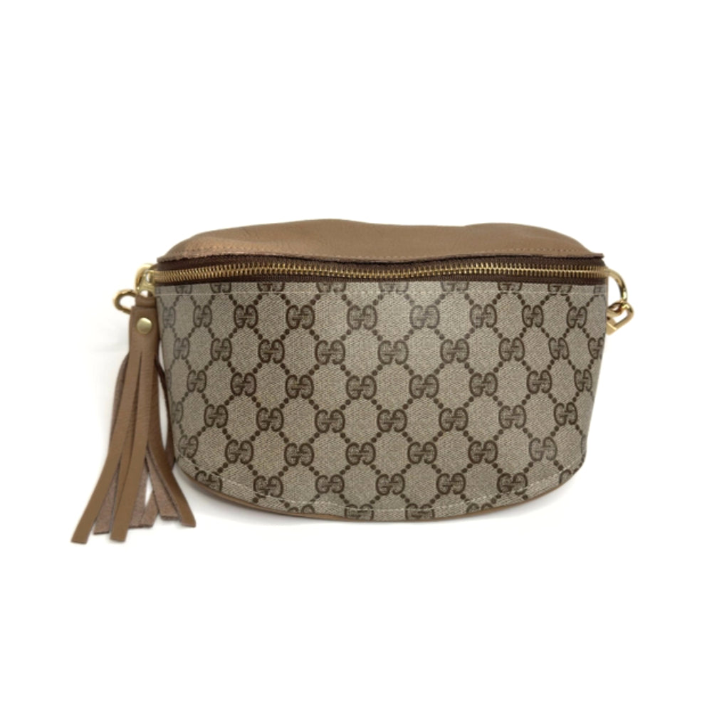 Beaudin Designs Britt Belt Bag in Upcycled GG & Mocha Leather