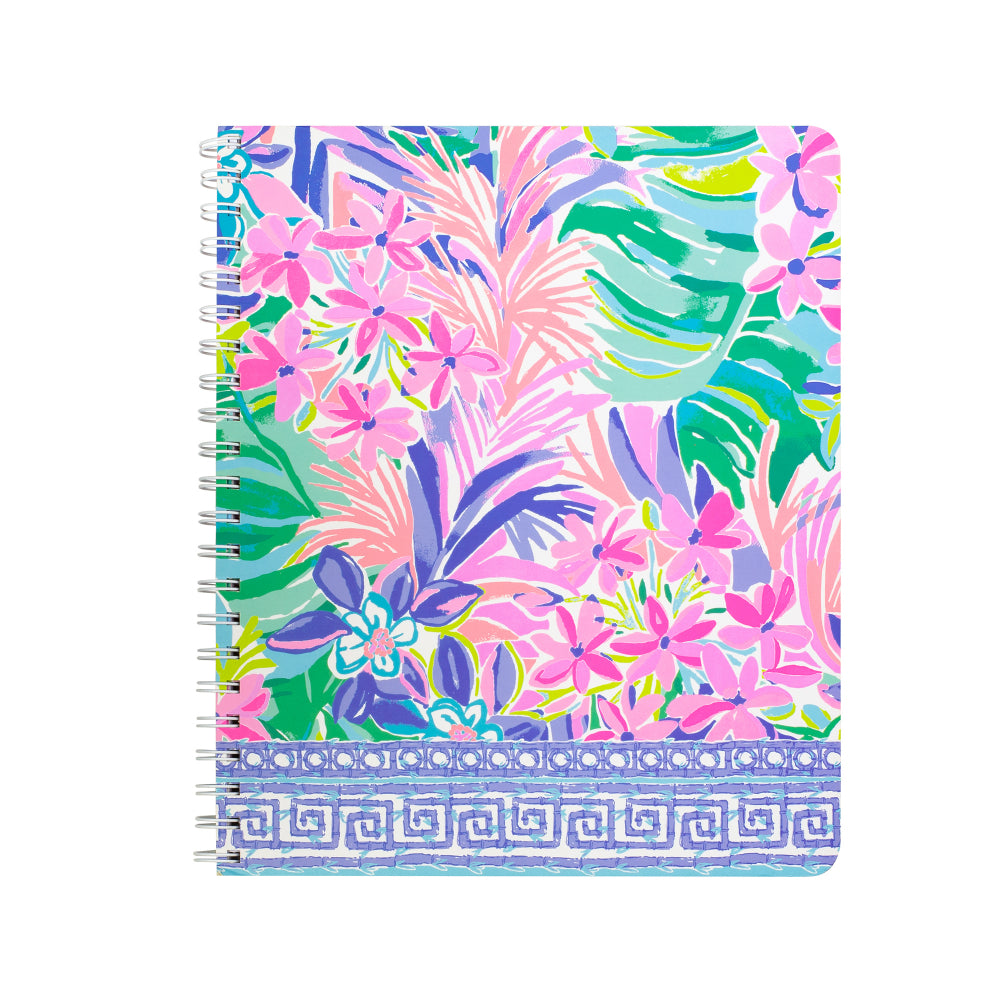 Notebook with colorful floral pattern on a white background