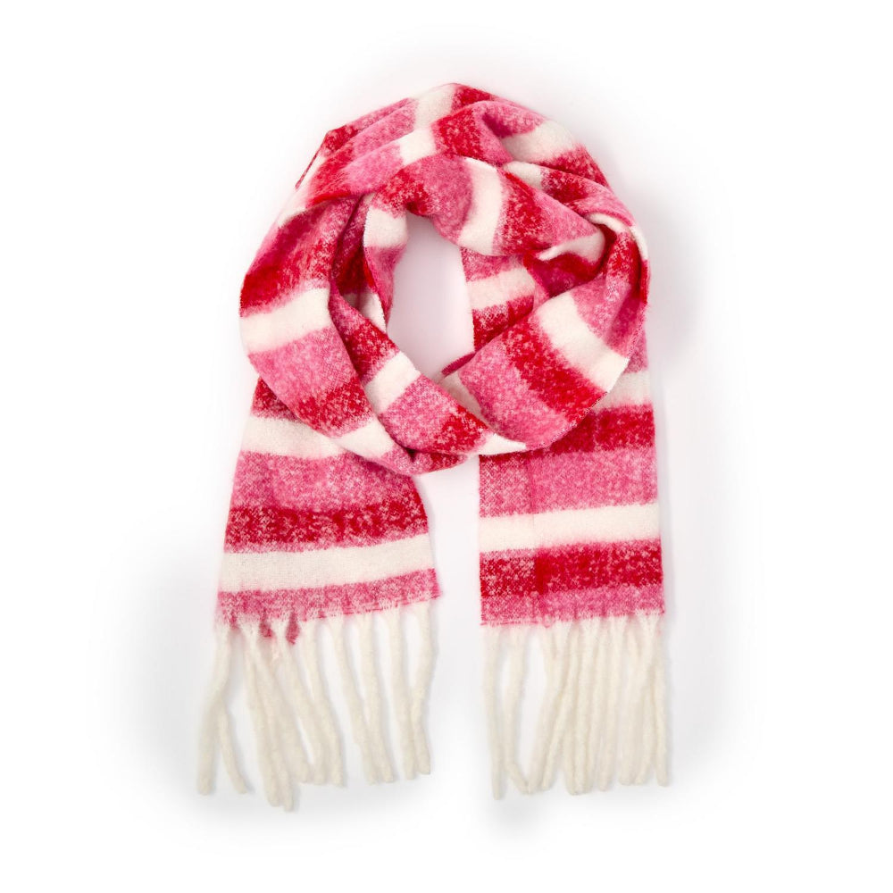 Two's Company Jolly Stripes Scarf with Fringe