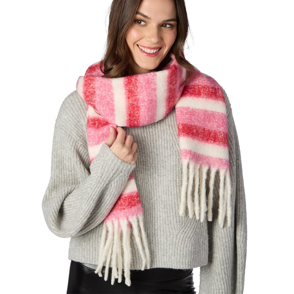 Two's Company Jolly Stripes Scarf with Fringe