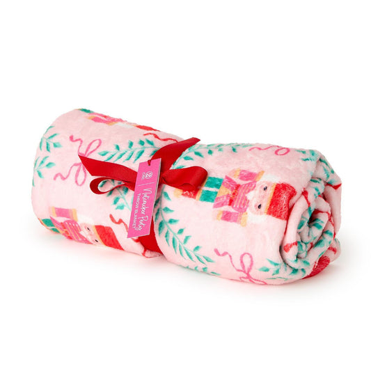 Two's Company Nutcracker Party Faux Fur Printed Throw Blanket