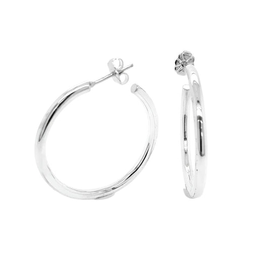 Sterling Silver Medium Tube Hoop Earrings