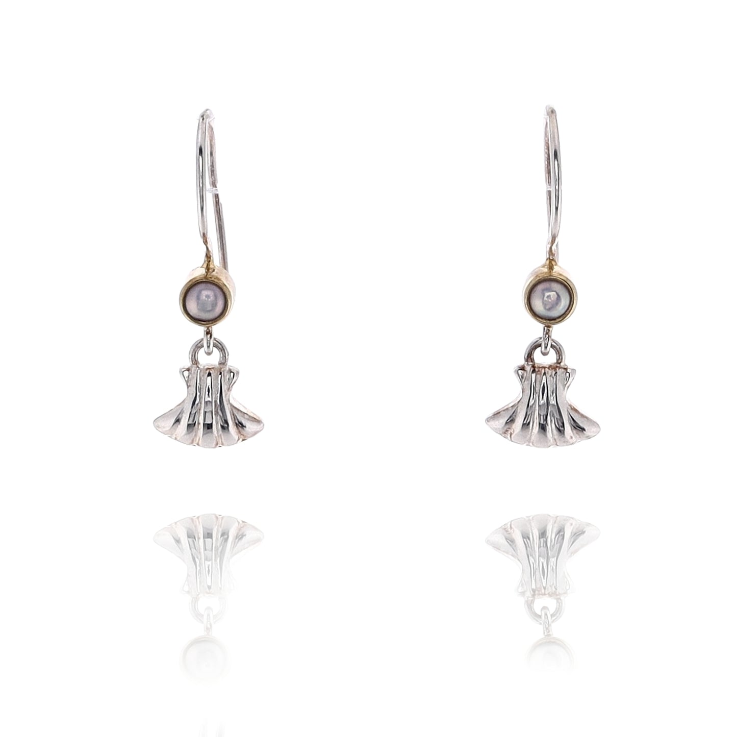 Michou Two-Tone Pearl Vermeil Seashell Drop Earrings