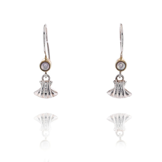 Michou Two-Tone Pearl Vermeil Seashell Drop Earrings