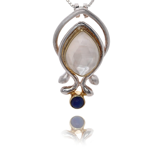 Michou Two-Tone Mother of Pearl and Blue Opal Vermeil Pendant Necklace