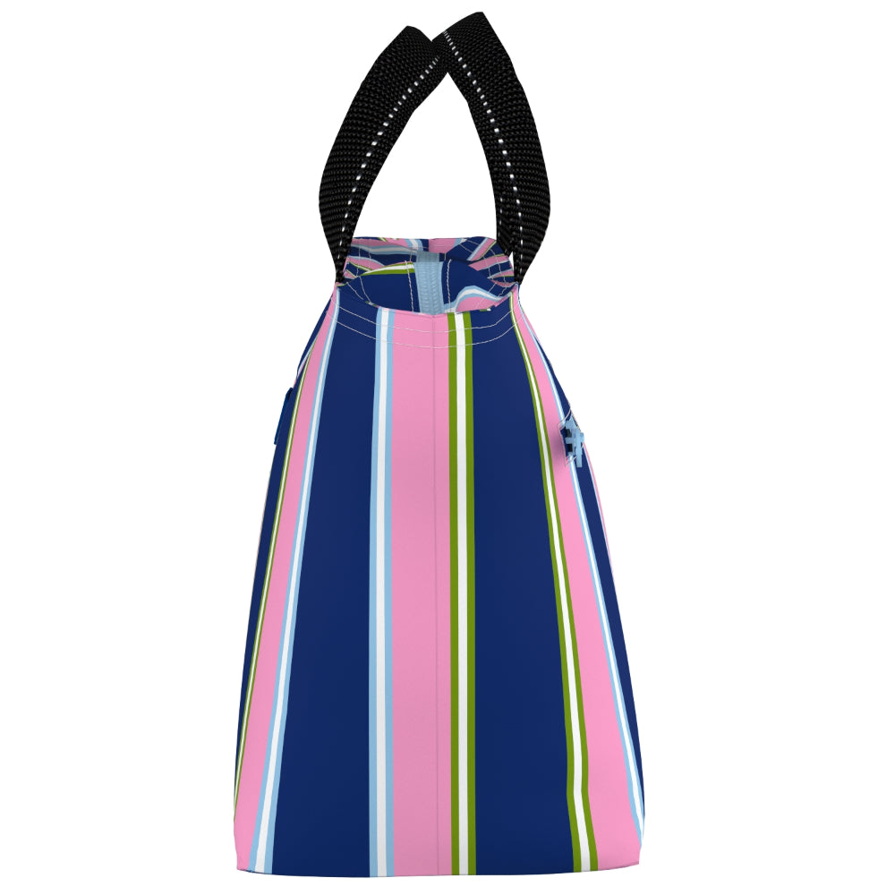 Striped lunch bag with handles