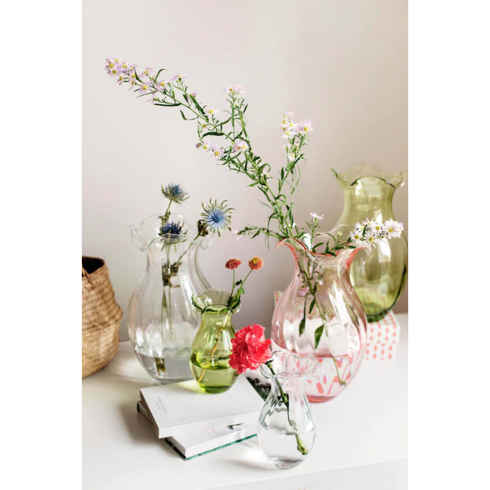 Vietri Hibiscus Pink Glass Vertical Fluted Small Vase