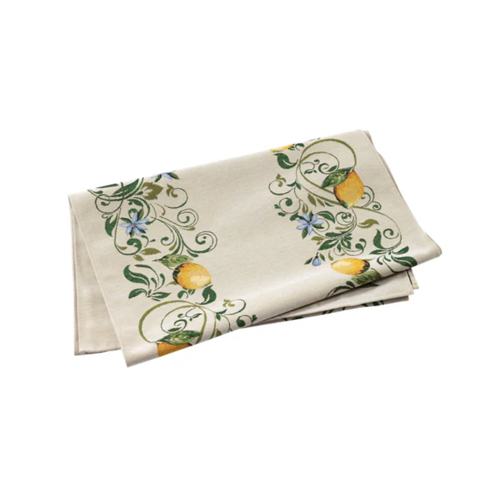 Vietri Tavola Lemons Runner With Blue Flowers