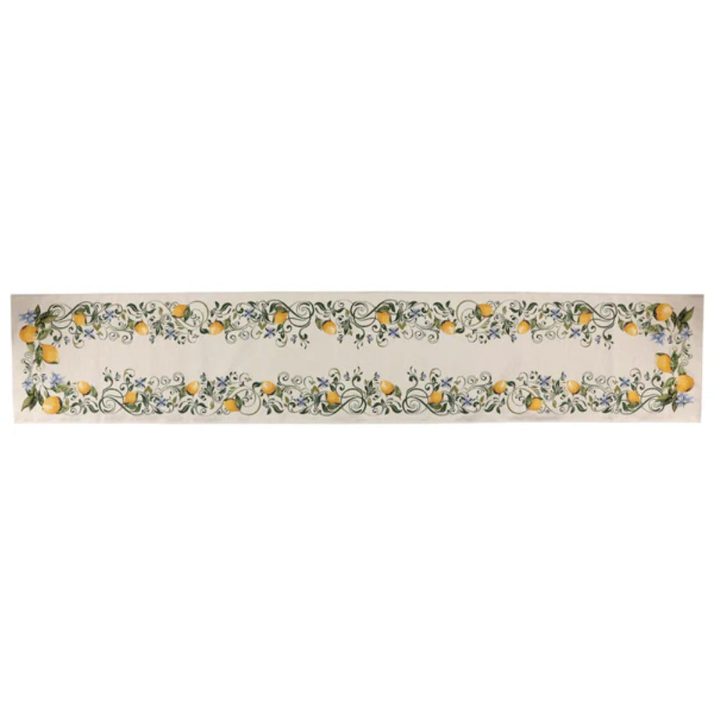 Vietri Tavola Lemons Runner With Blue Flowers