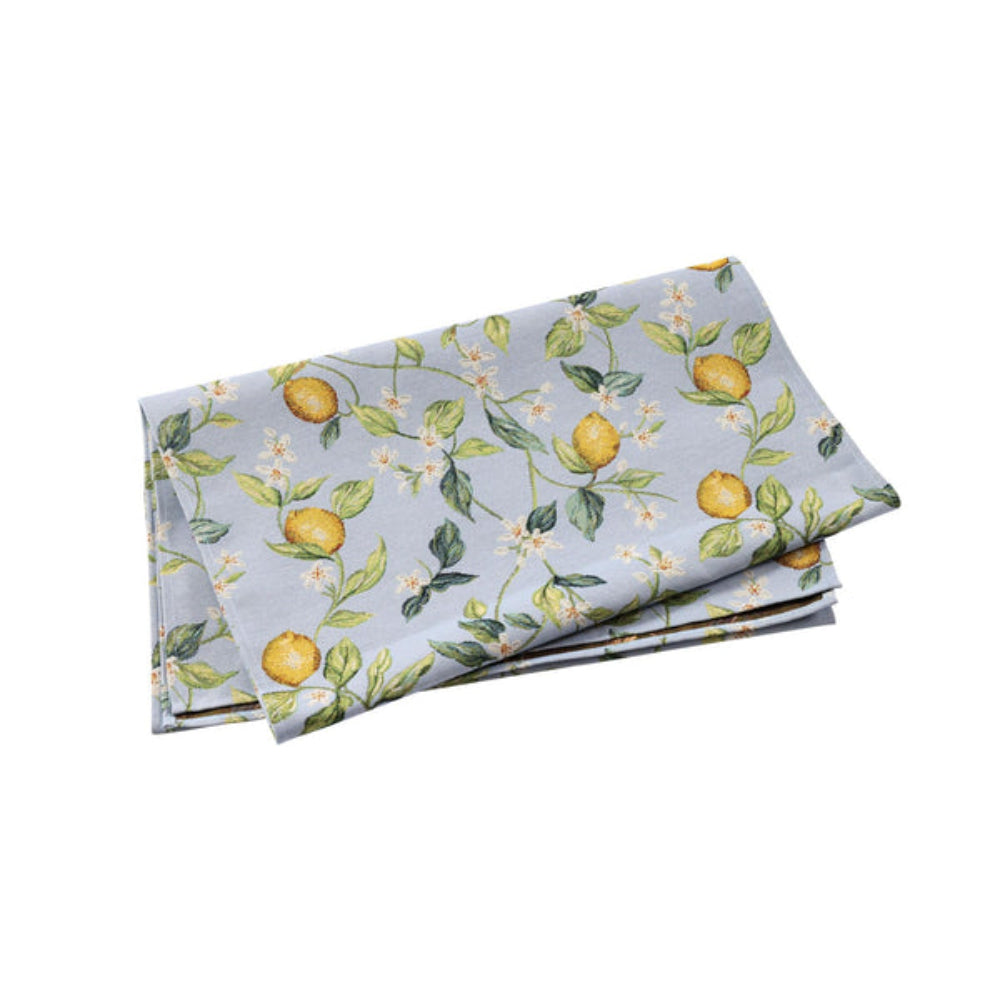 Vietri Tavola Lemons Runner With White Flowers