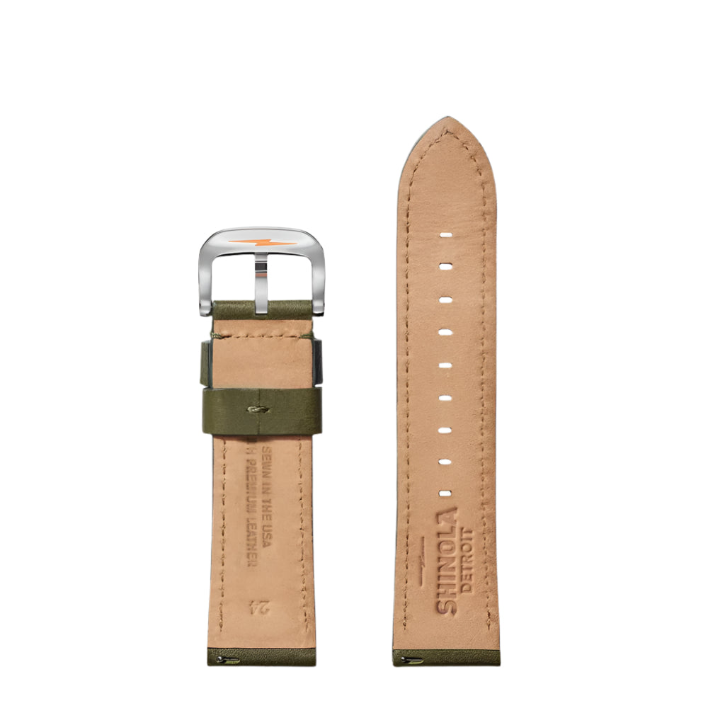 Shinola 24mm Olive Leather Watch Strap
