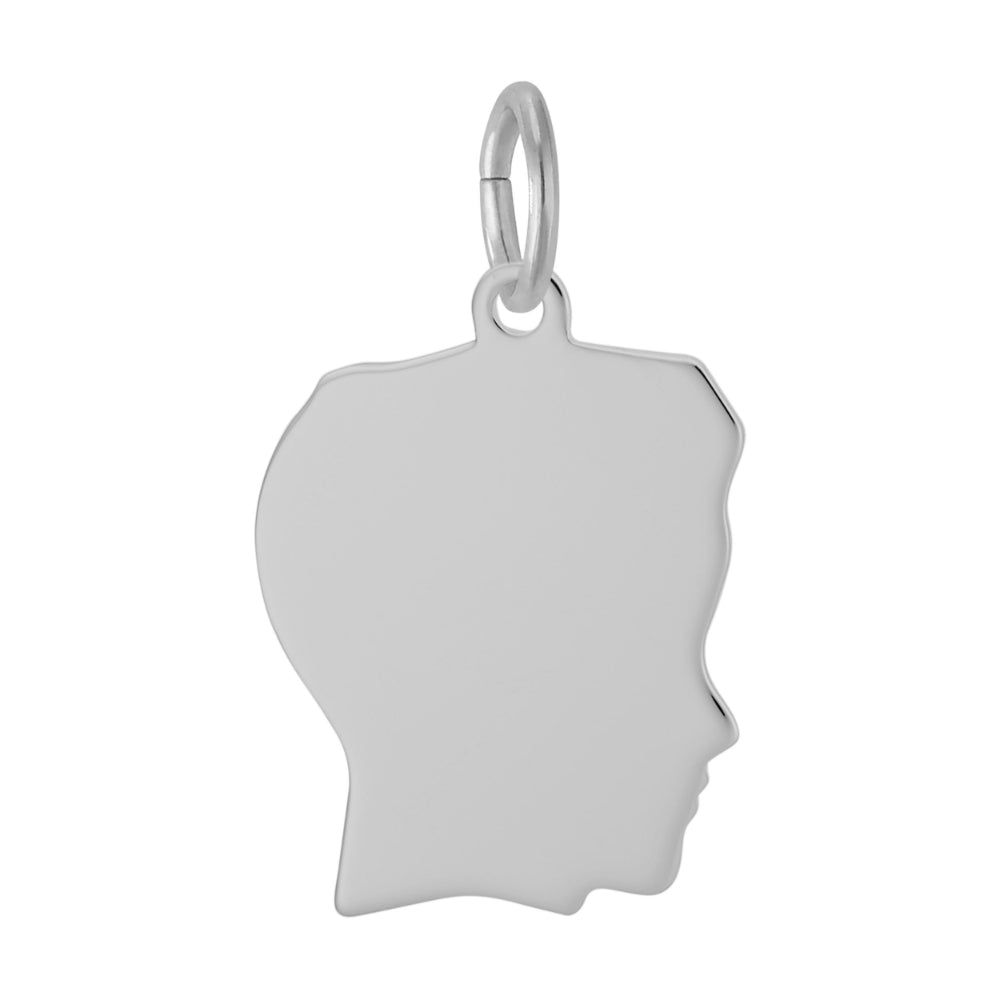 Silver Boy's silhouette charm facing right
