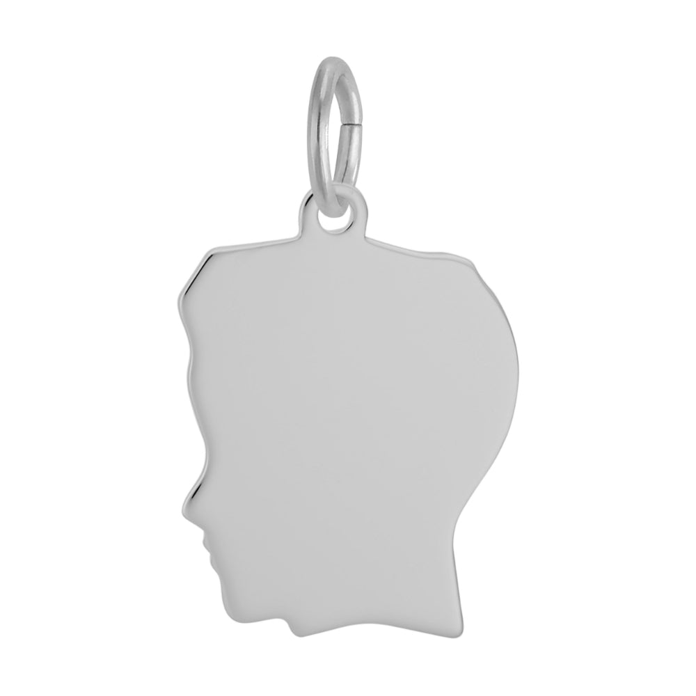 Silver Boy's silhouette charm facing left