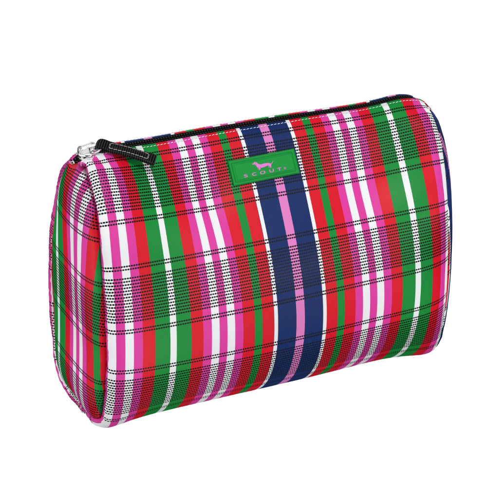 Multicolored plaid bag on a white background