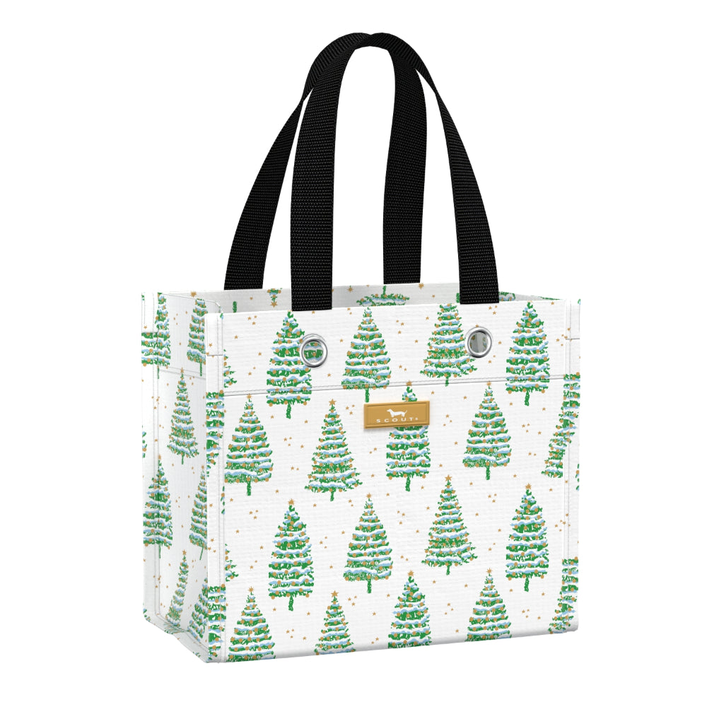 Tote bag with Christmas tree pattern on a white background