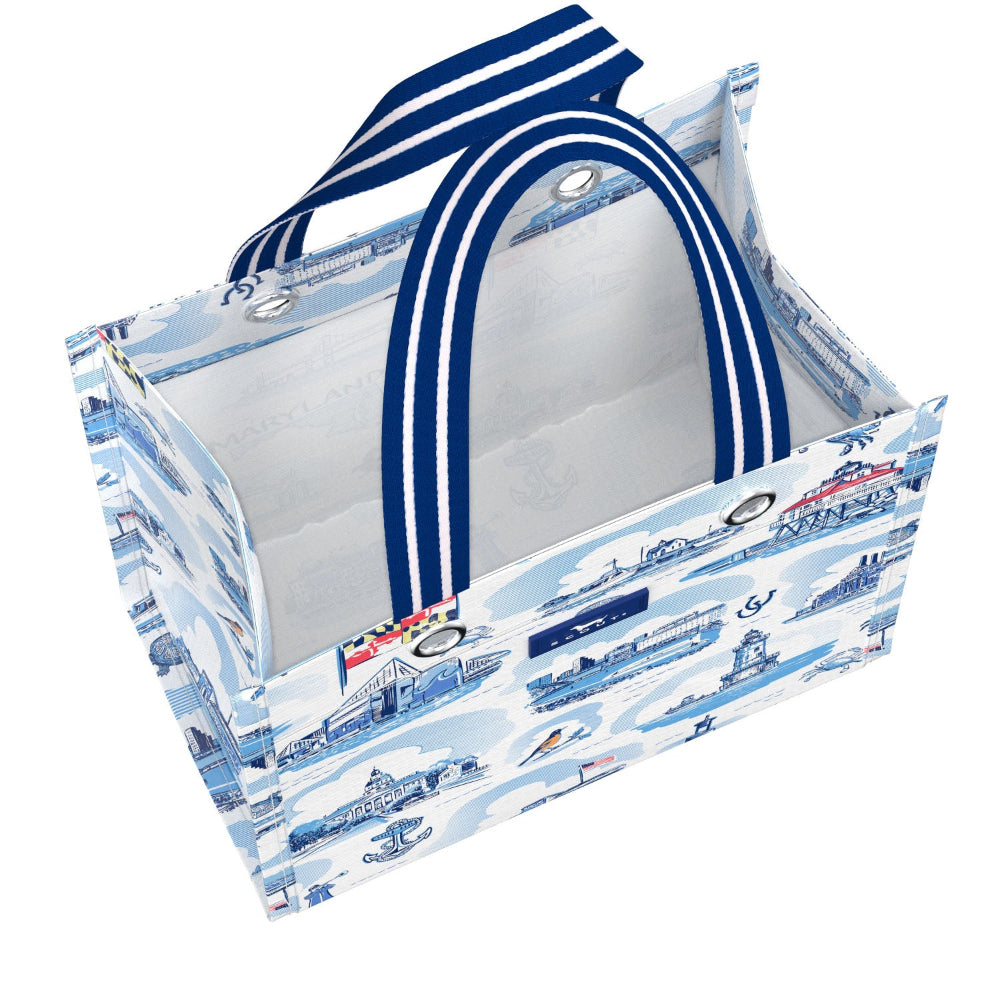  Blue and white striped handles on a white background