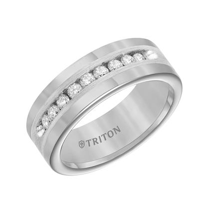 Frederick Goldman Flat Edge Stone Wedding Band
