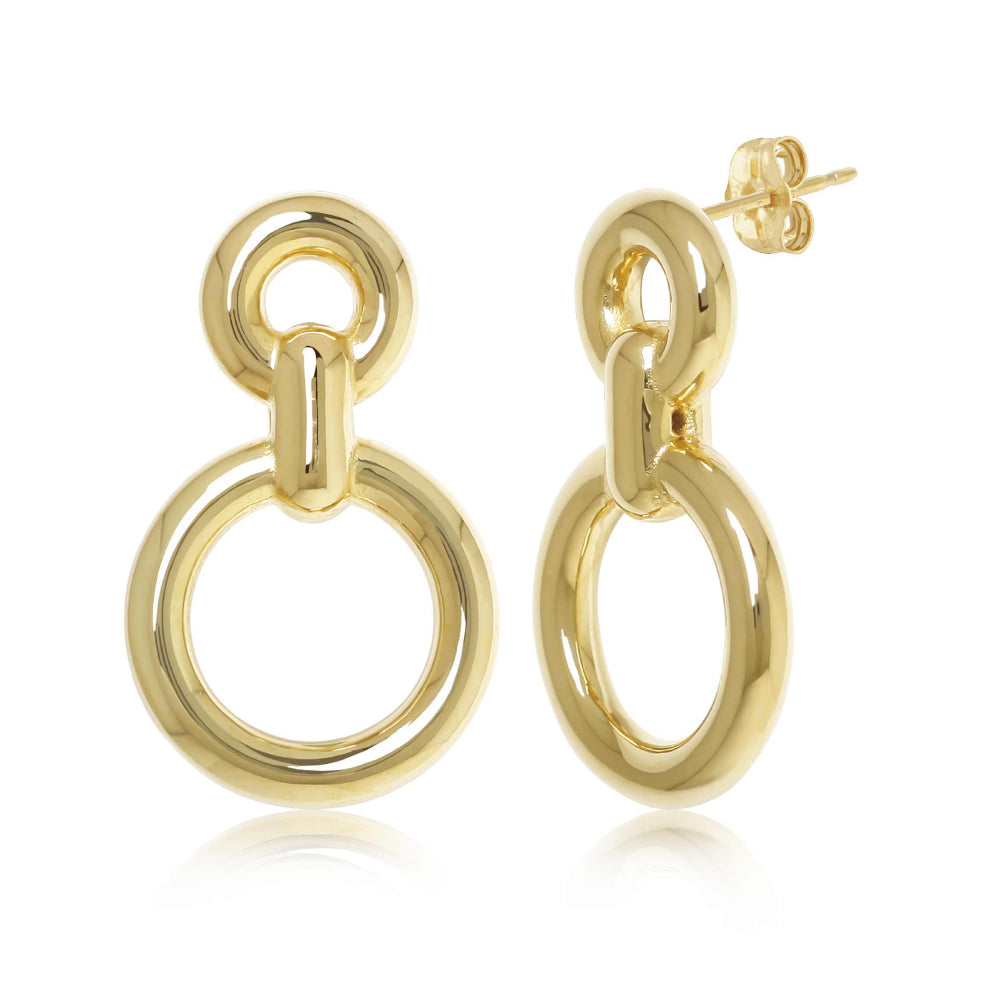 14k Gold Linked Hoop Drop Post Earrings