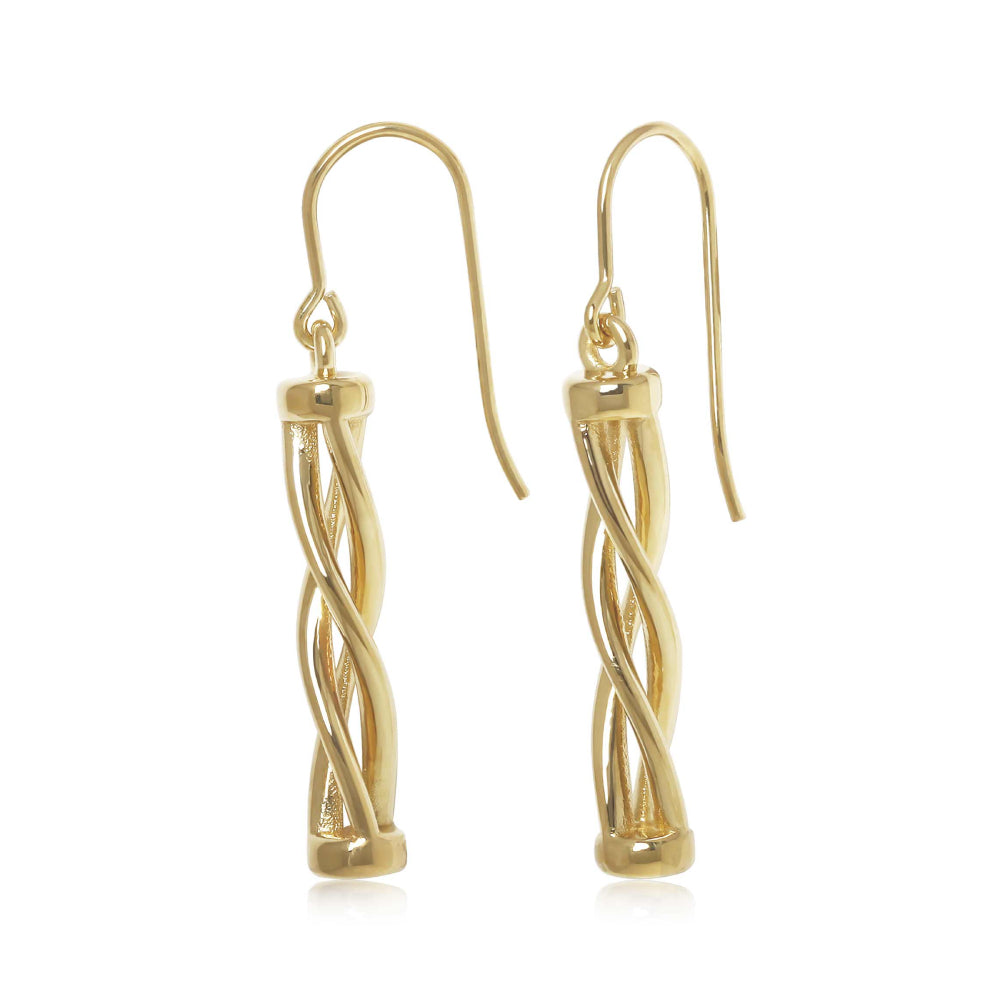 14k Gold Open Work Spiral Drop Earrings on Wires