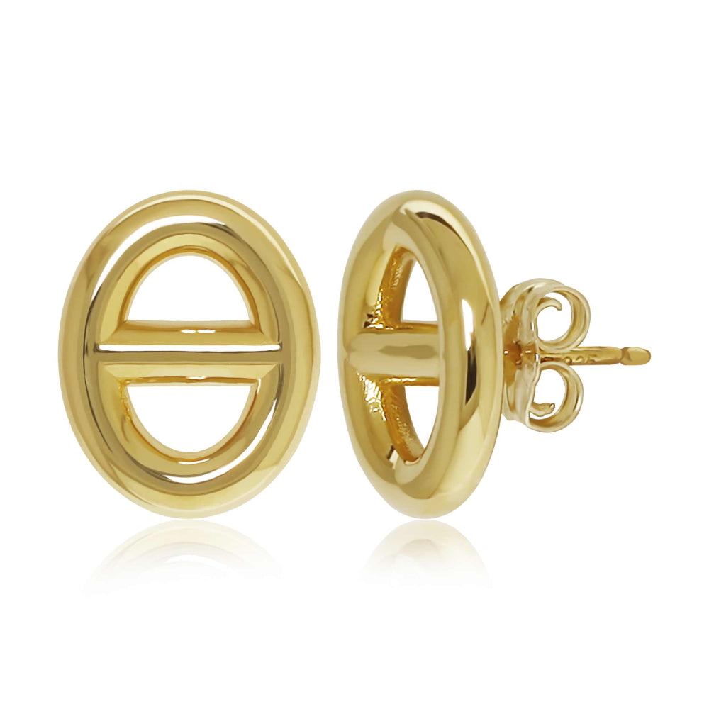 14k Gold Mariner Link Stud Earrings