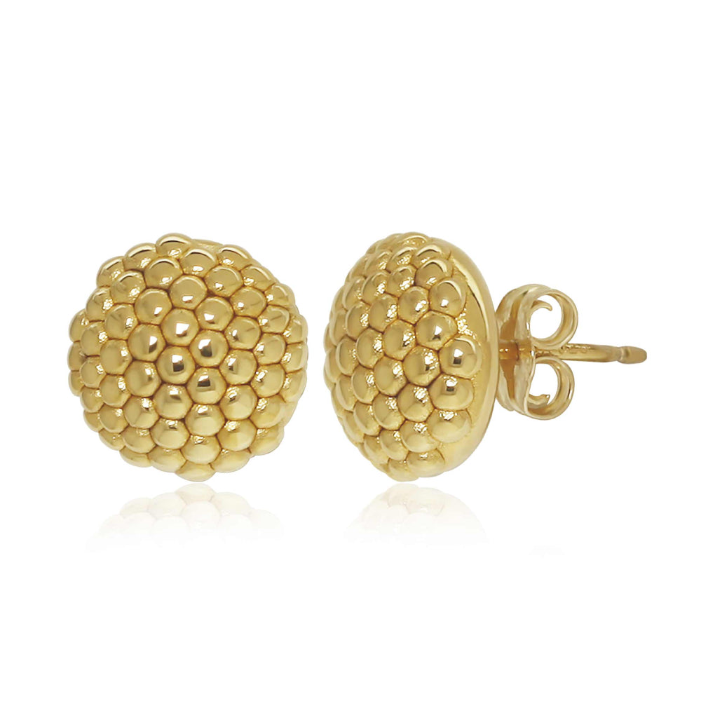 14k Gold Beaded Stud Earrings