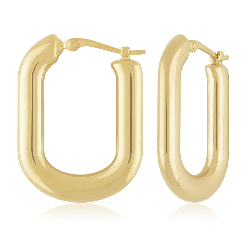 14Y Snap Down Medium Flat Oval Hoop Earrings