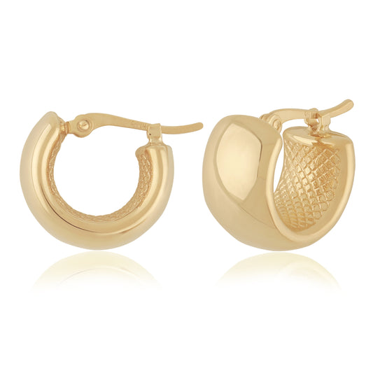 14k Gold Plain Band Hoop Earrings